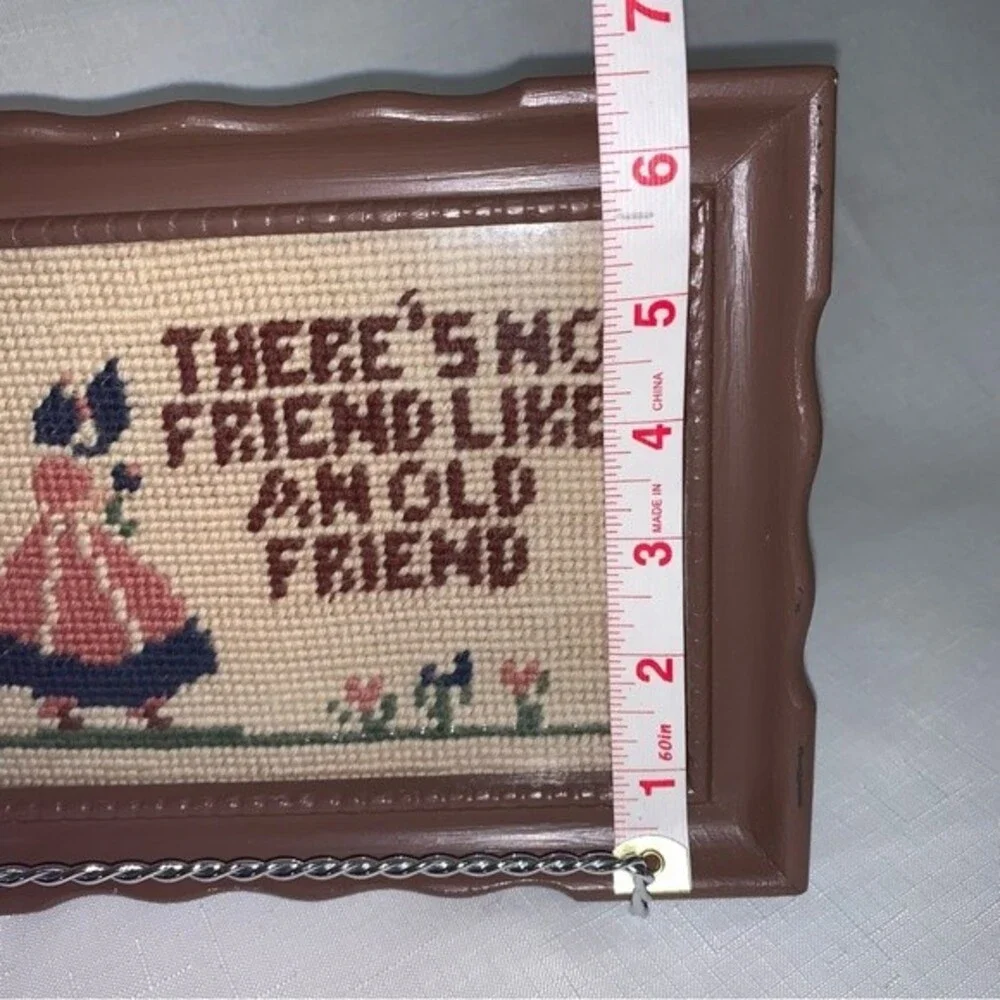 Vintage Handmade Home Decor Grannycore Stitched Friendship Sign 1941 Crafty Art